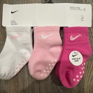 Nike Kids Non-Slip Socks - White, Pink, and Fuchsia